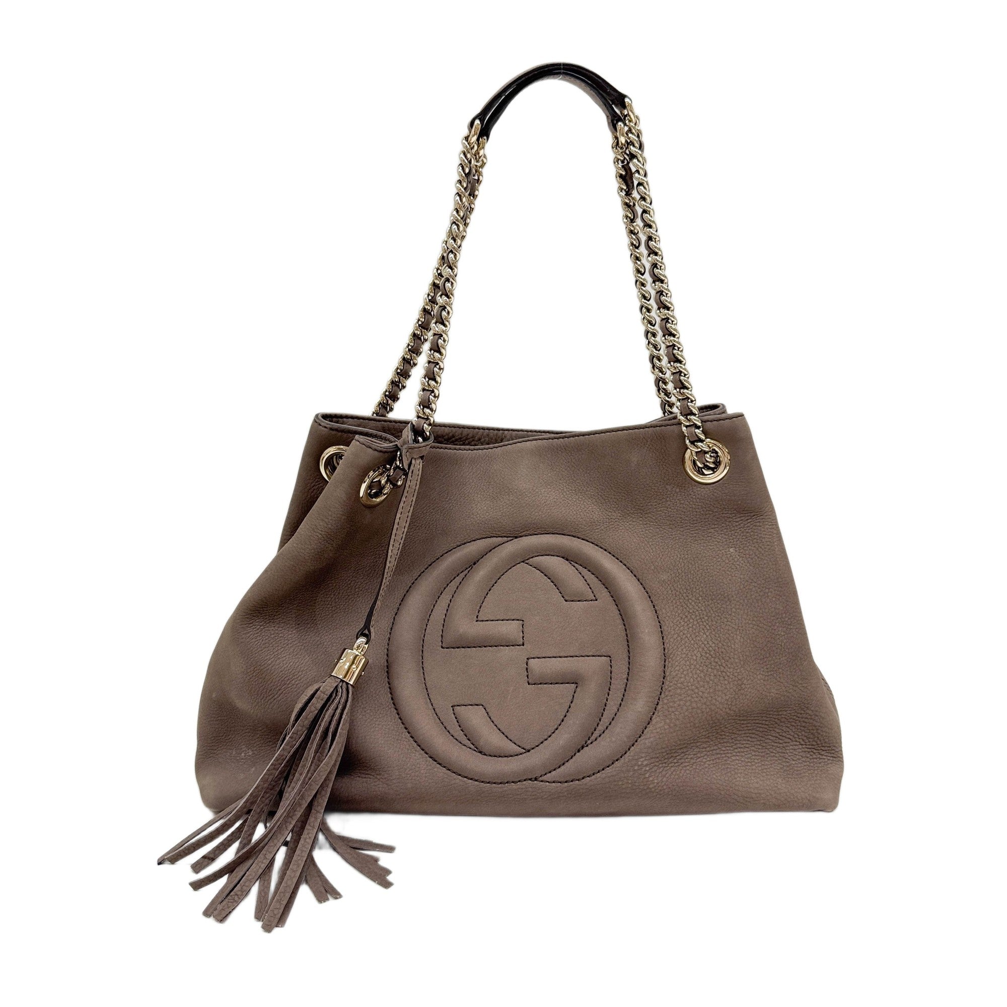 Soho Taupe Nubuck Leather Shoulder Bag