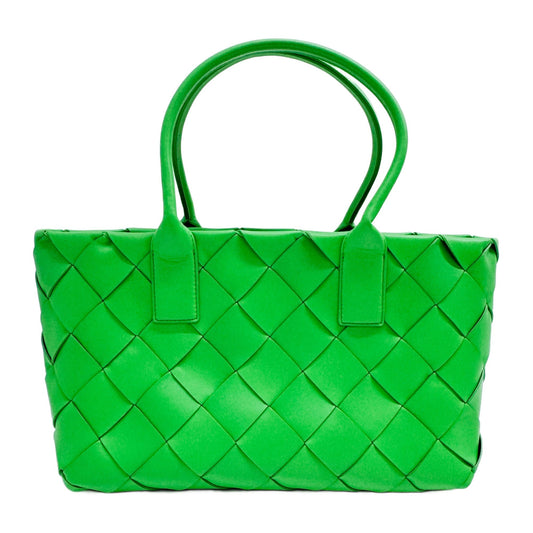 Intrecciato Green Leather Tote Shoulder Bag