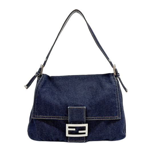 Mamma Baguette Blue Denim Shoulder Bag