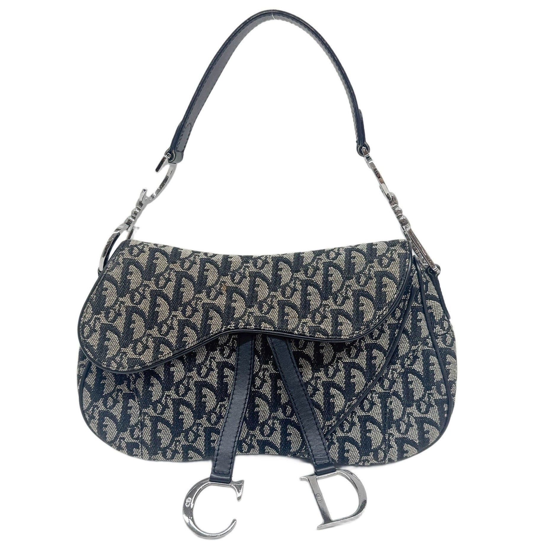 Double Saddle Blue Trotter Canvas Shoulder Bag