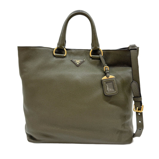 Army Green Leather Two Way Bag
