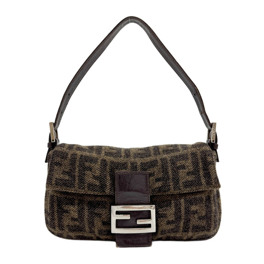 Baguette Brown Zucca Canvas Shoulder Bag
