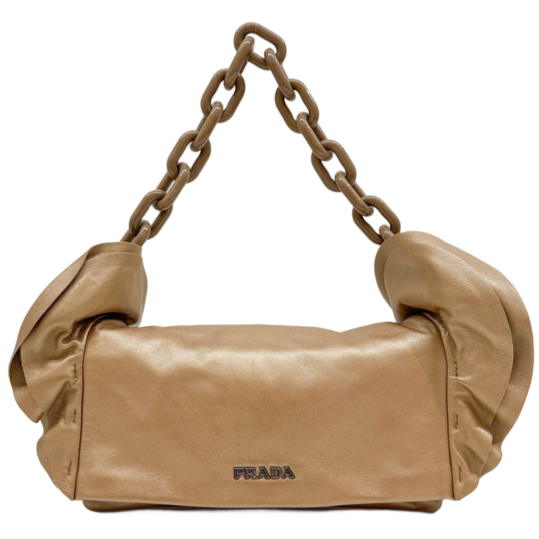 Metallic Champagne Leather Shoulder Bag