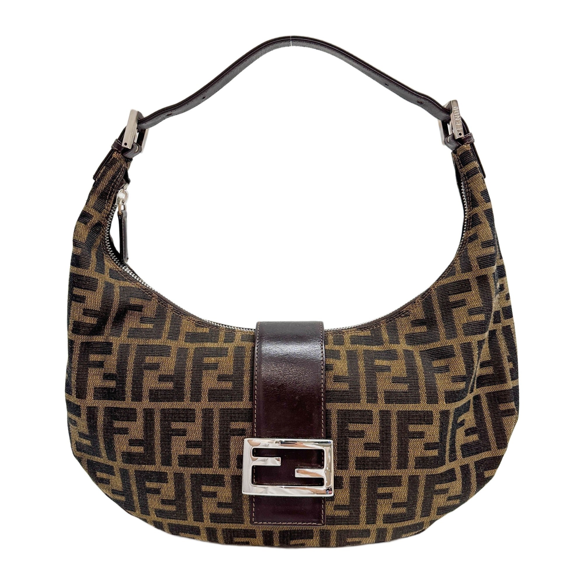 Croissant Zucca Brown Canvas Shoulder Bag
