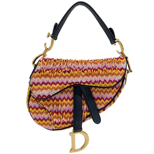 Mini Saddle Multicolor Beaded Handle Bag