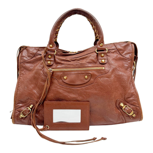 The City Brown Leather Shoulder Bag