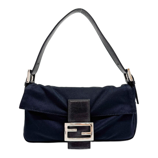 Baguette Black Neoprene Shoulder Bag