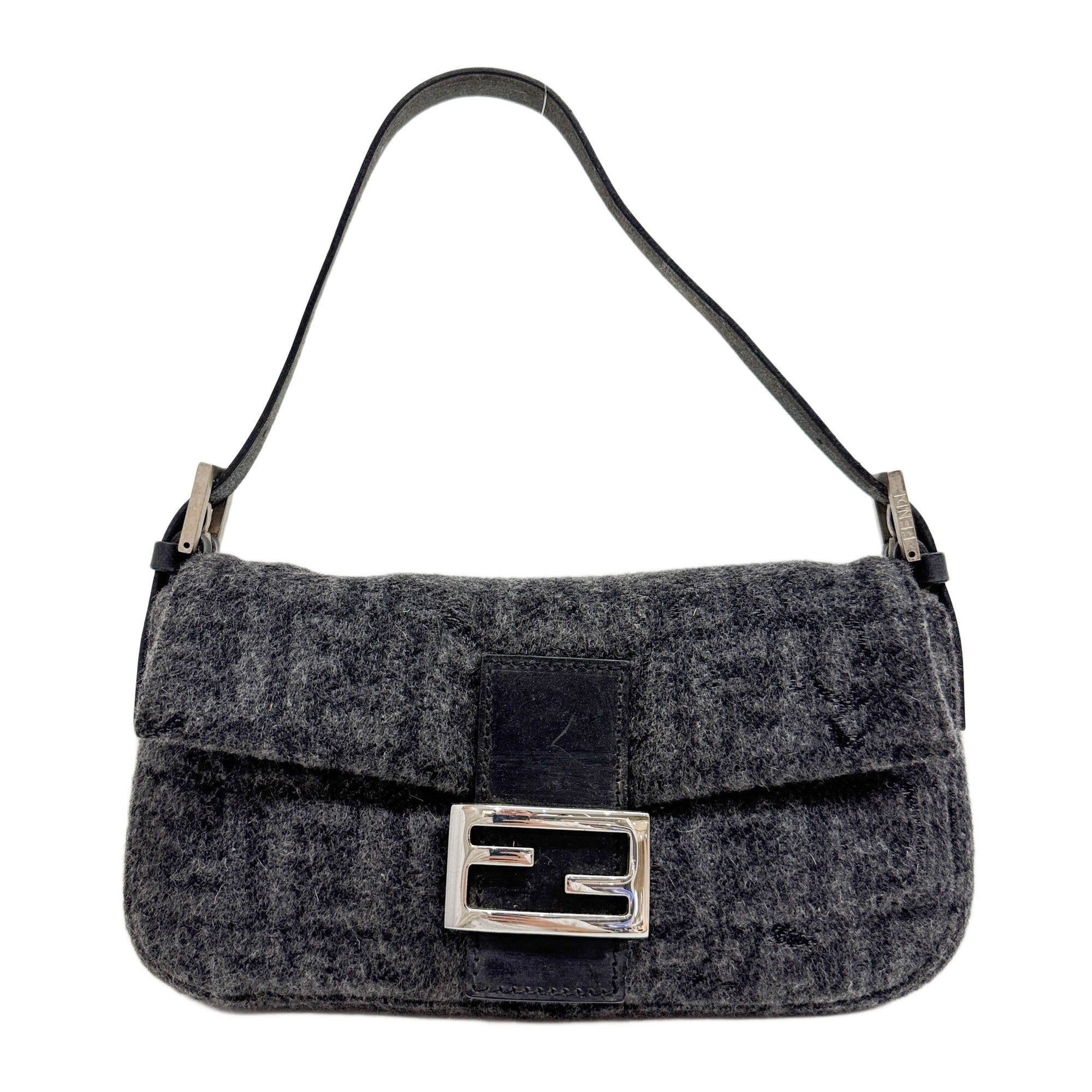 Baguette Charcoal Grey Zucca Cashmere Shoulder Bag