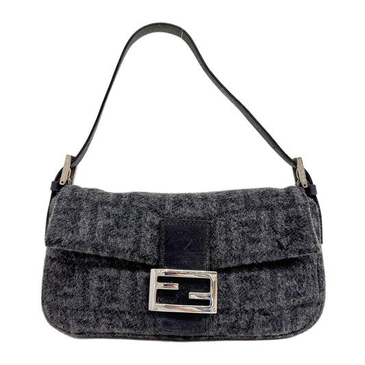 Baguette Charcoal Grey Zucca Cashmere Shoulder Bag