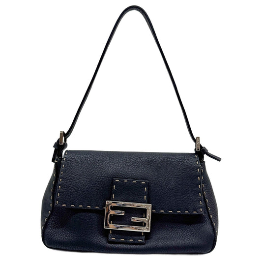 Vintage Mini Mamma Baguette Selleria Black Leather Hand Bag