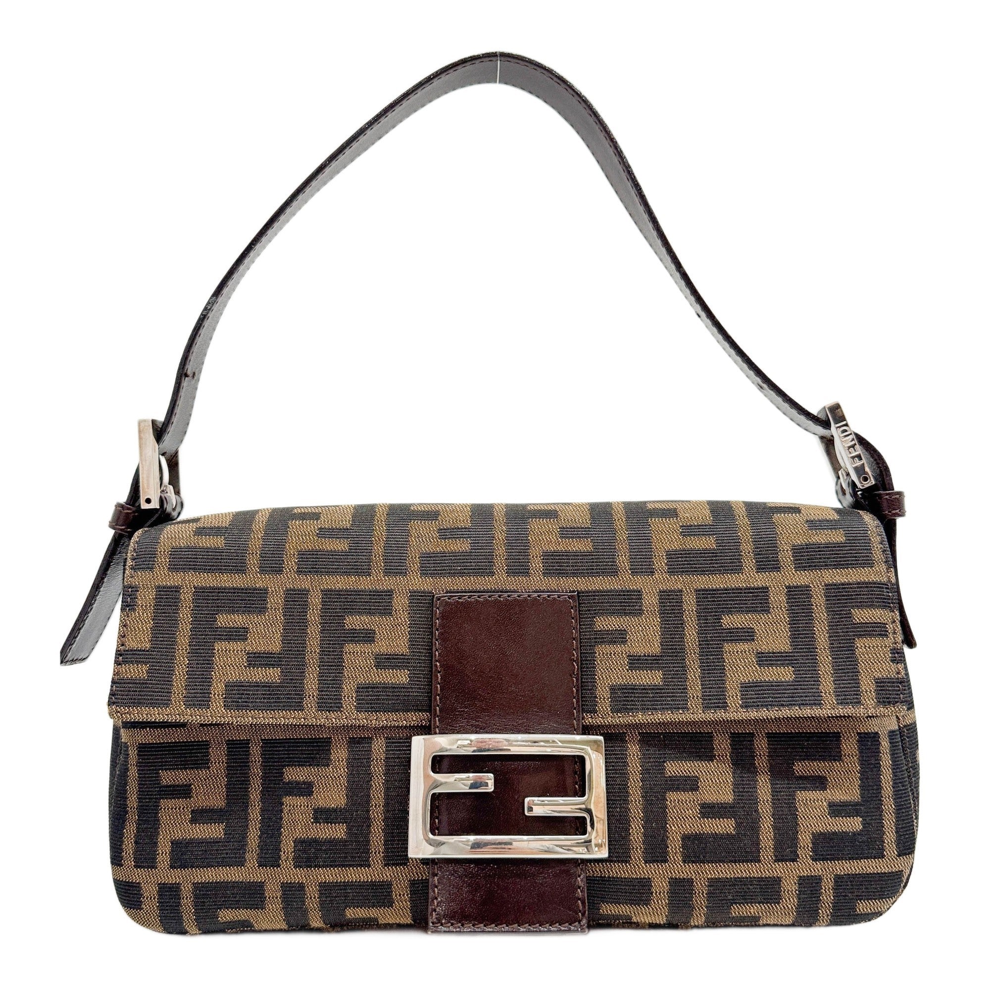 Baguette Brown Zucca Canvas Shoulder Bag