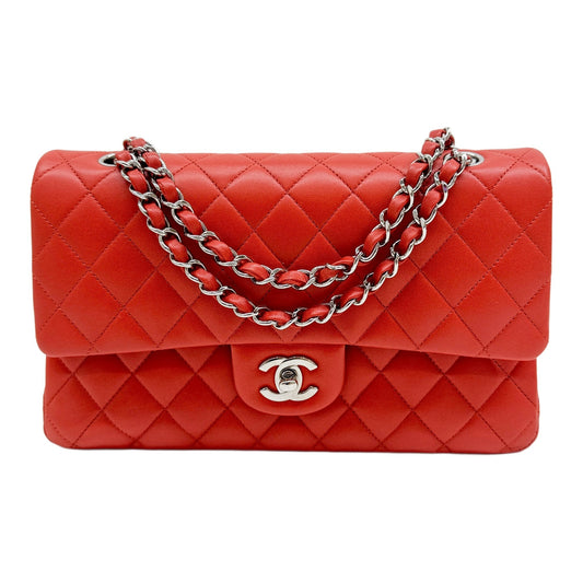 Classic Double Flap 2014-2015 Matelasse Blood-Orange Leather Shoulder Bag