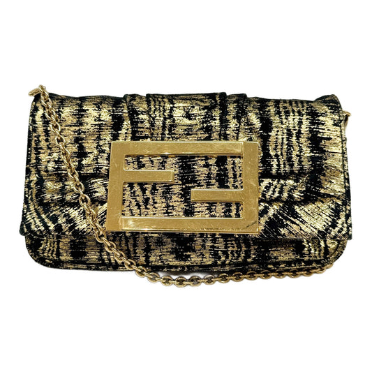 Mini Mia Black & Gold Suede Chain Shoulder Bag