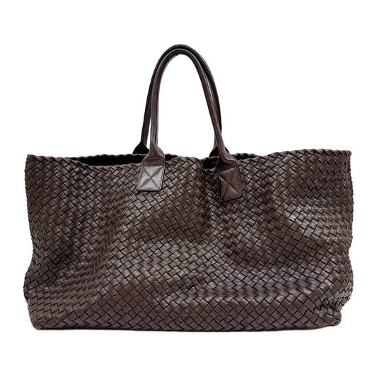 Cabat Brown Intrecciato Leather Tote Bag