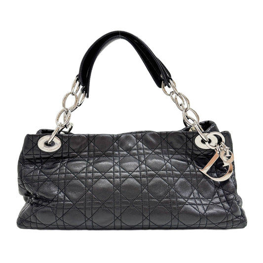 Lady Dior Soft East West Cannage Metallic Grey Quilted Leather Shoulder Bag