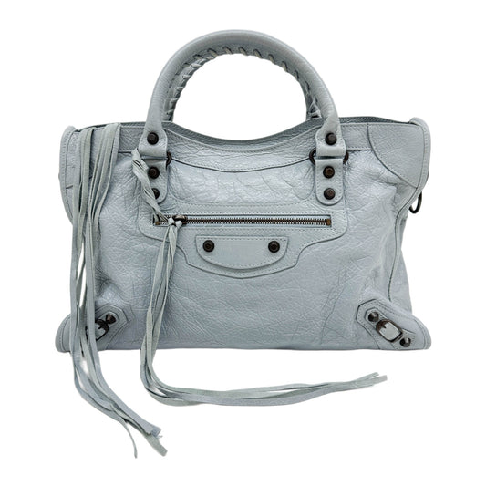 The City Baby Blue Leather Two Way Bag