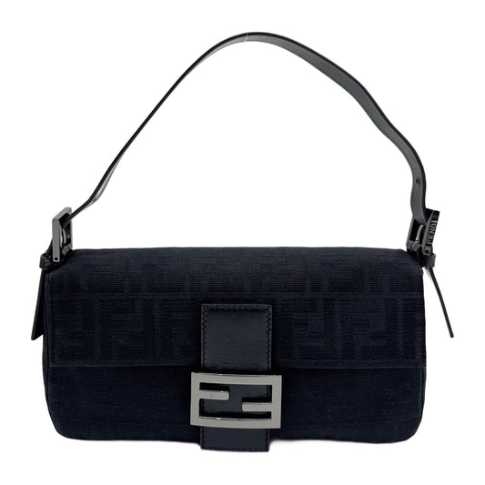 Baguette Black Zucca Canvas Shoulder Bag