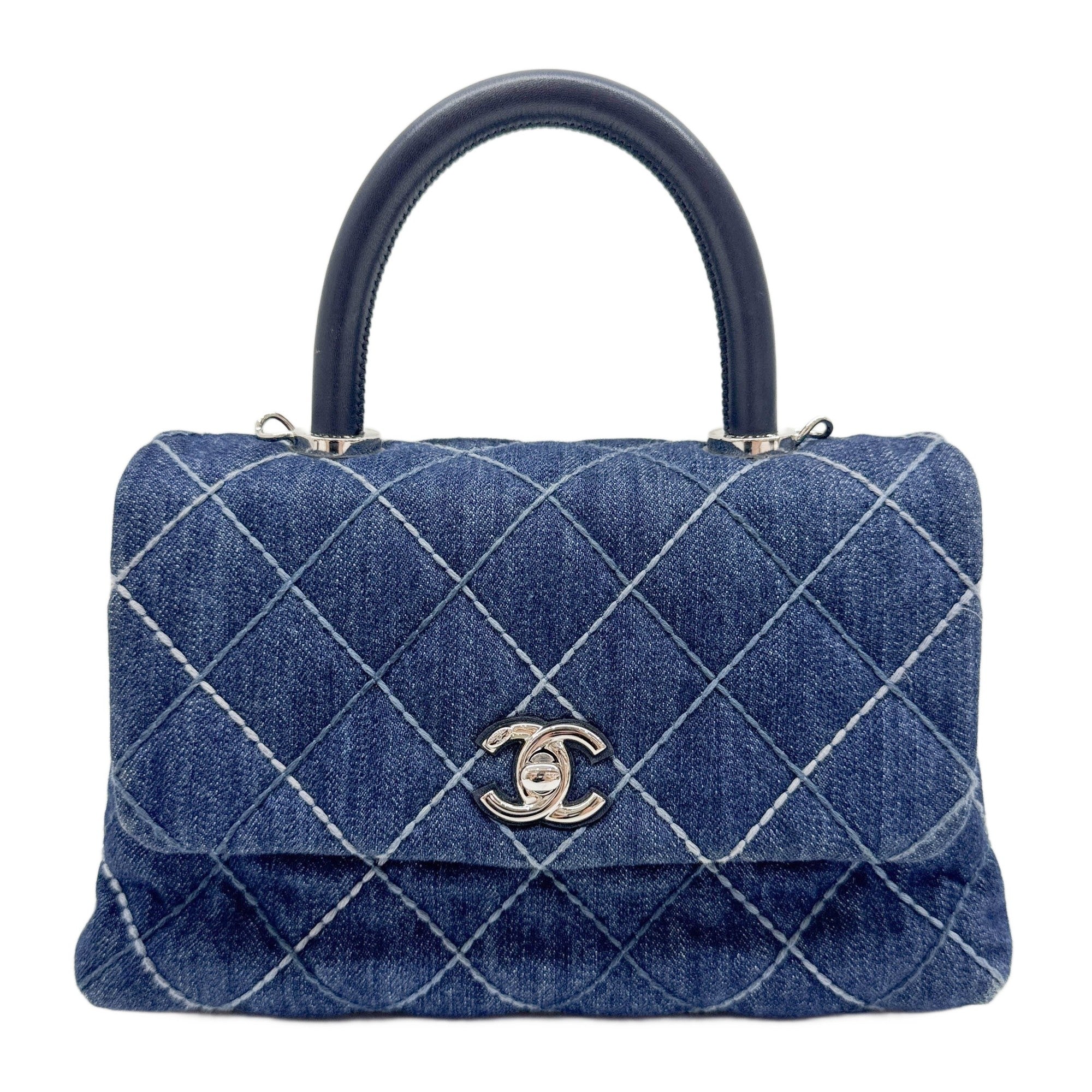 Coco Handle 2018 Matelasse Blue Denim Two Way Bag