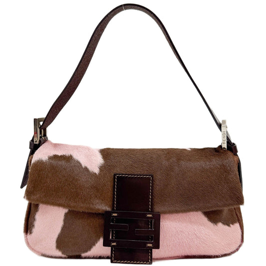 Baguette Pink Cow Print Pony Hair Shoulder Bag