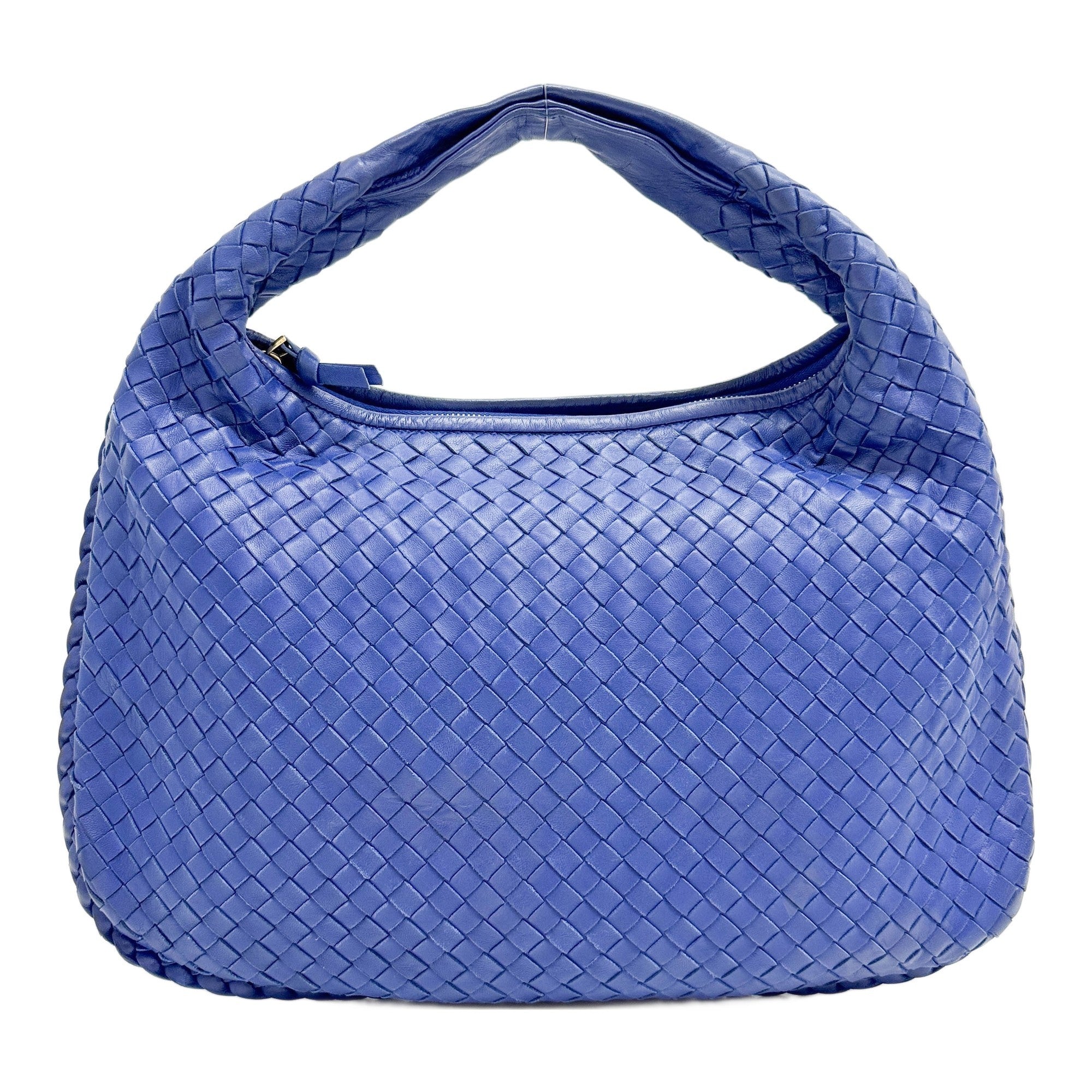 Veneta Intrecciato Blue Leather Shoulder Bag