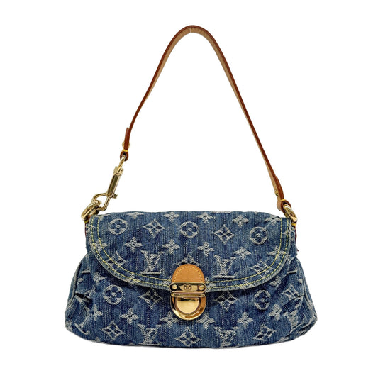 Neo Pleaty Blue Monogram Denim Shoulder Bag