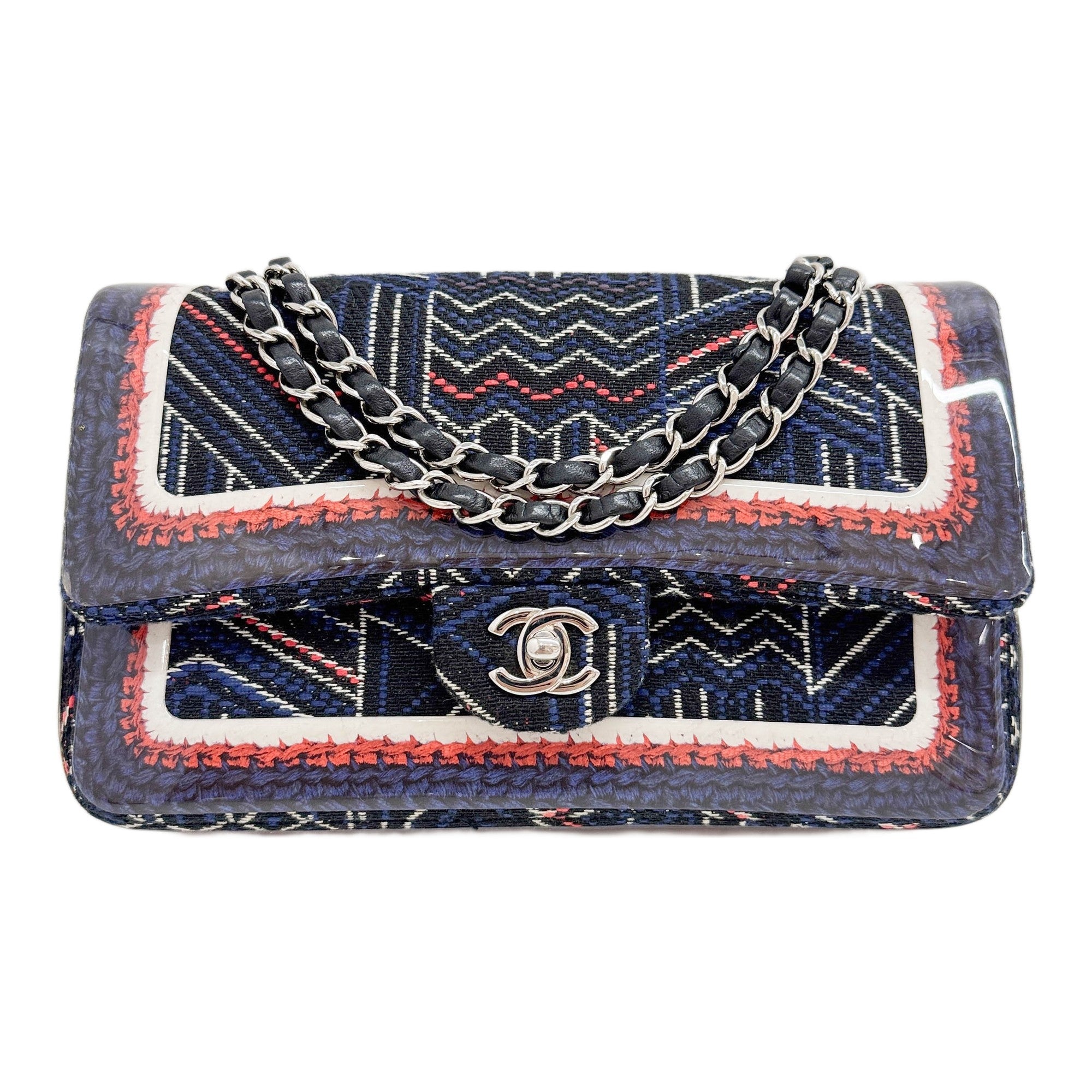 Medium Classic Double Flap 2016-2017 Multicolor Print Cotton Shoulder Bag