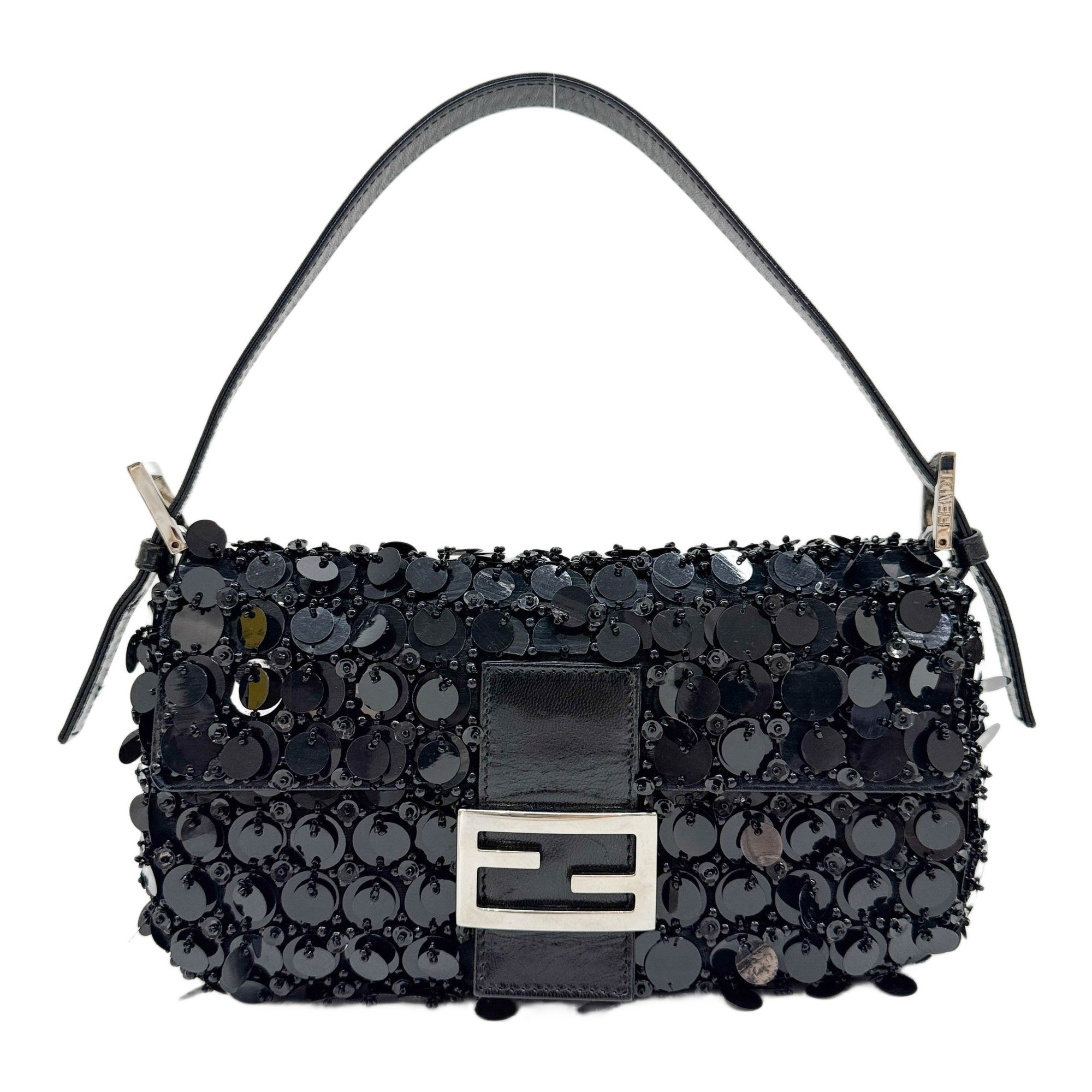 Baguette Black Sequin Shoulder Bag