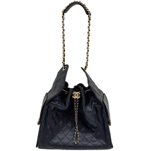 Chanel 25 2021-2026 Matelasse Black Leather Shoulder Bag
