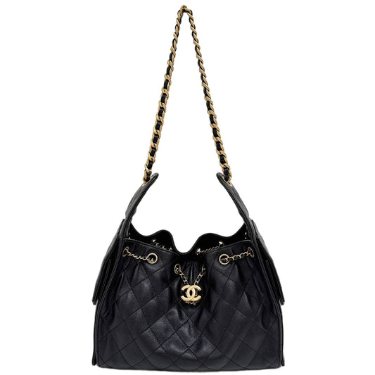 Chanel 25 2021-2026 Matelasse Black Leather Shoulder Bag