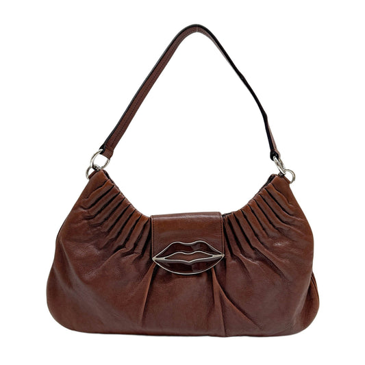 Dali Lips Brown Leather Shoulder Bag