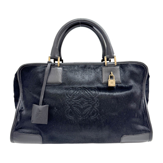 Amazona Leather Trim Black Pony Hair Shoulder Bag