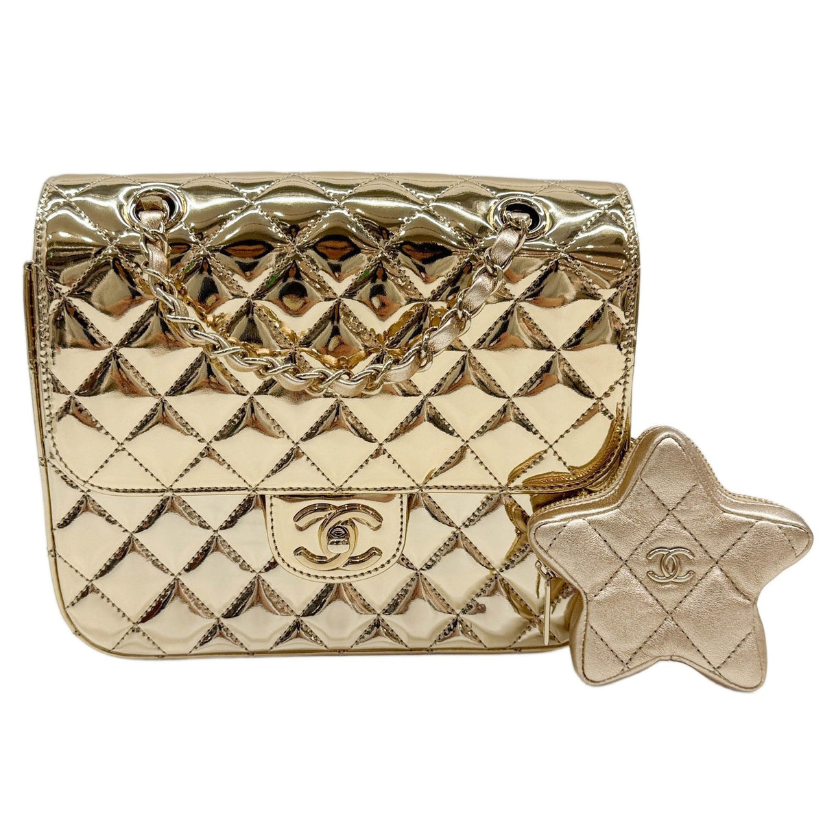 Hollywood Boulevard Flap Backpack 2024 Matelasse Gold Patent Leather Two Way Bag