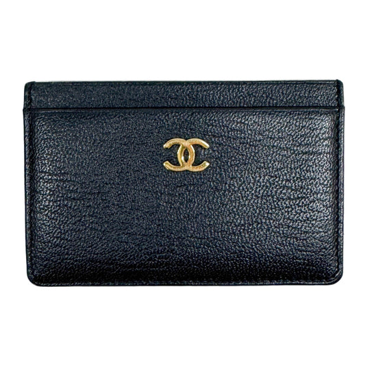 2002-2003 Small Coco Mark Black Leather Card Holder Wallet