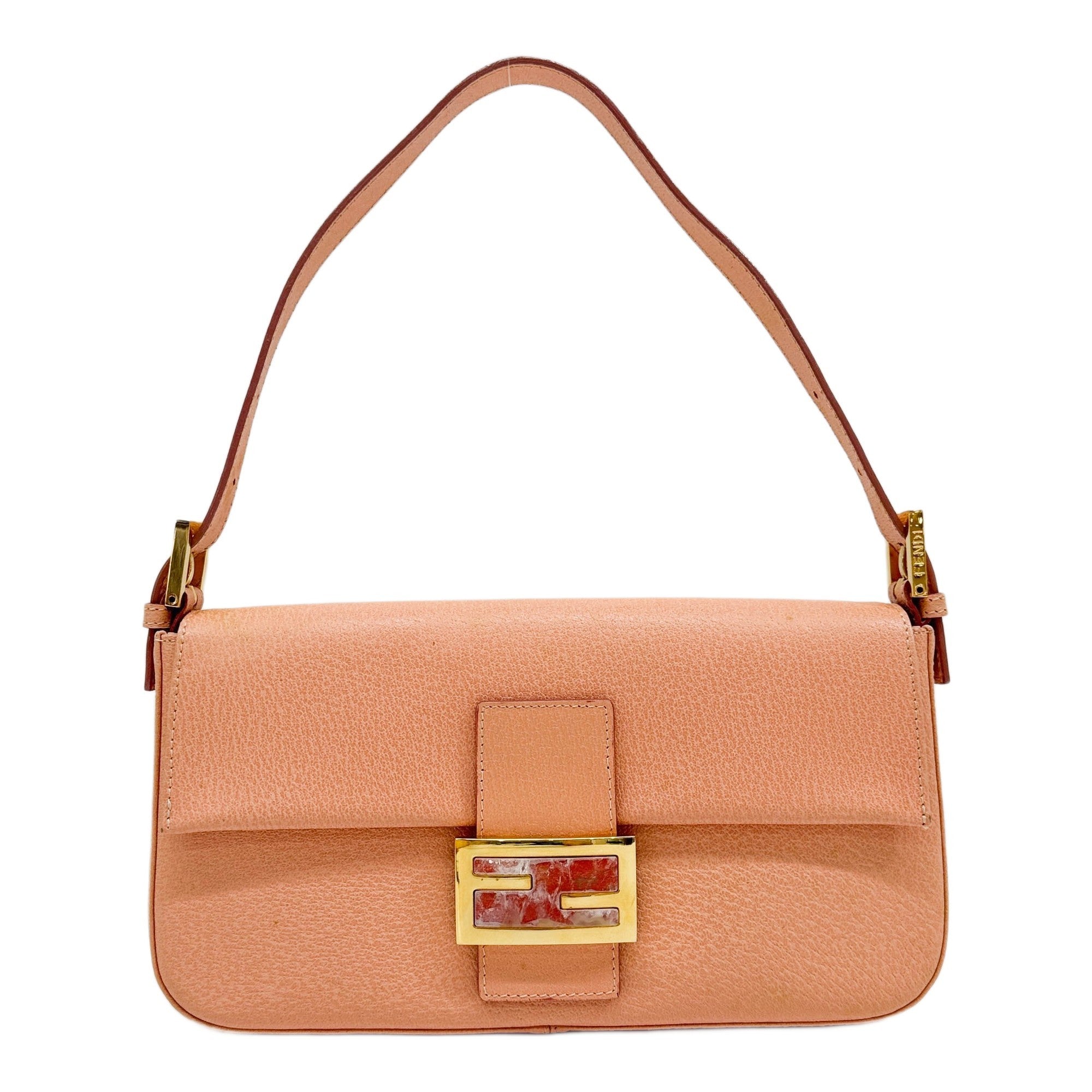 Baguette Pink Leather Shoulder Bag