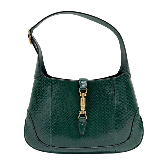 Jackie Green Python Embossed Leather Shoulder Bag