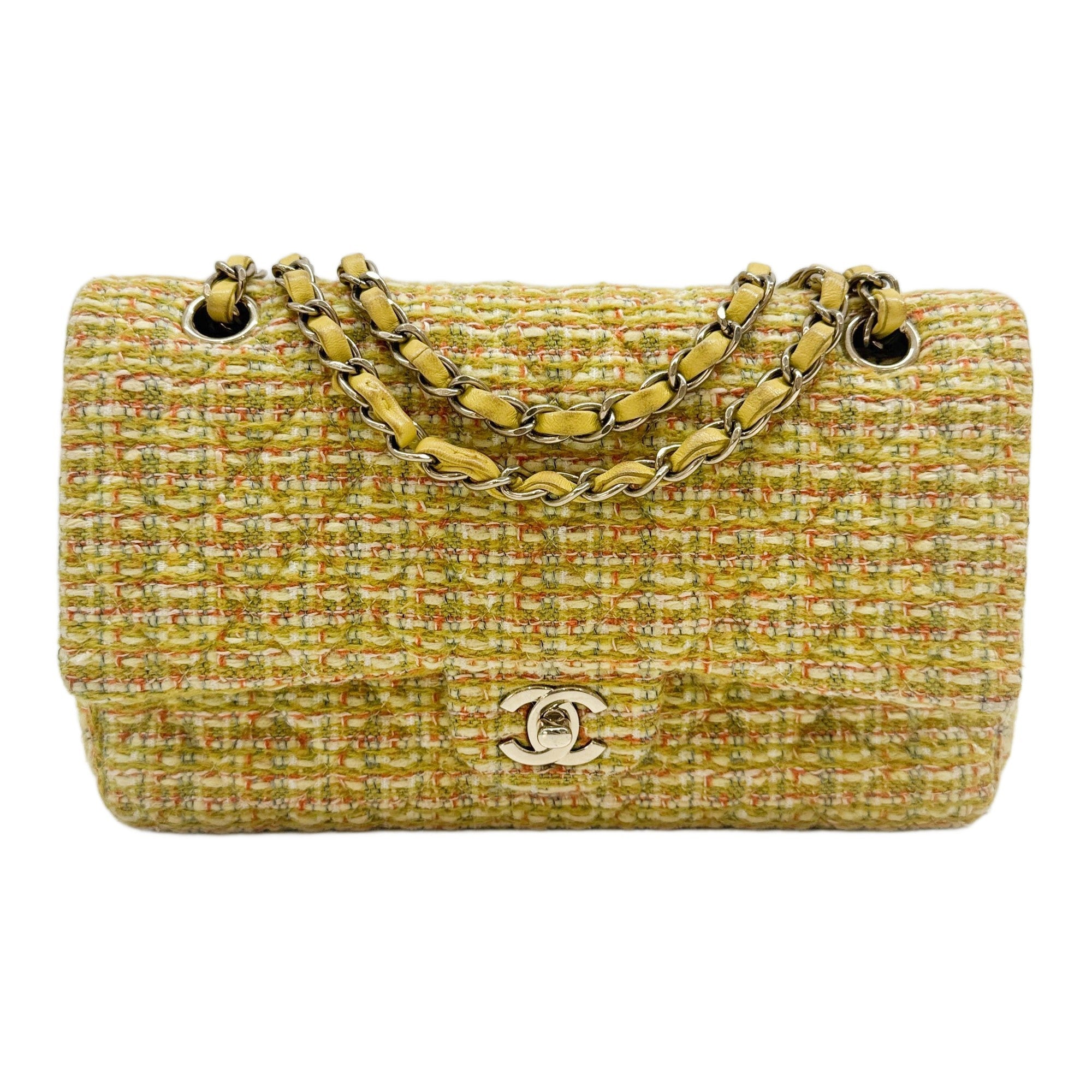 Classic Double Flap 2014-205 Green Tweed Shoulder Bag