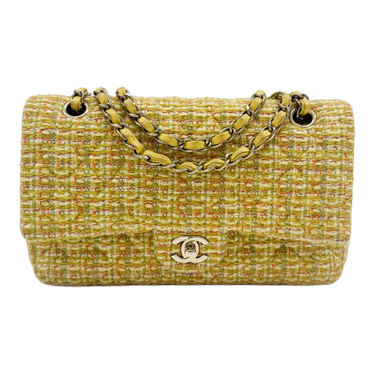 Classic Double Flap 2014-205 Green Tweed Shoulder Bag