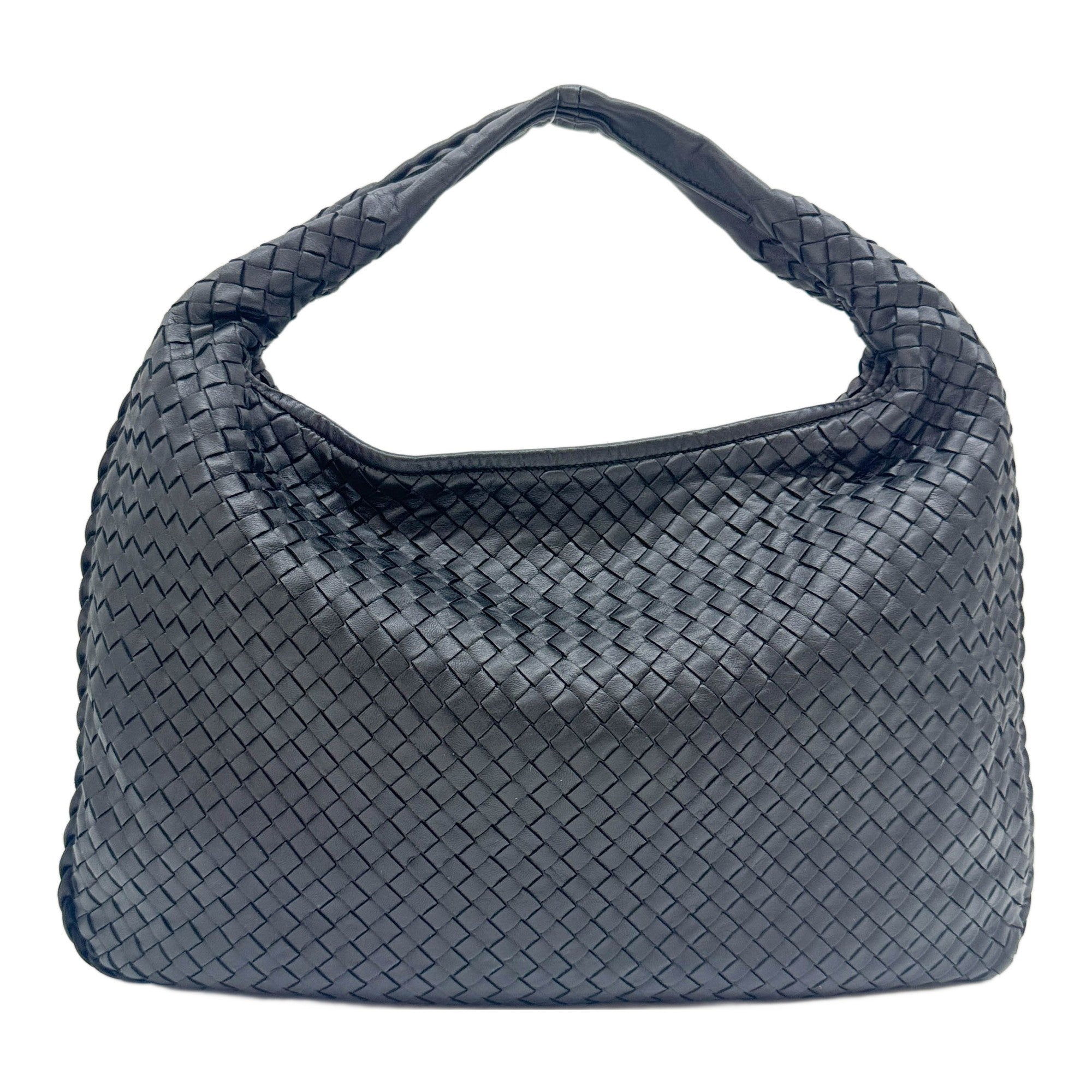 Veneta Intrecciato Black Leather Shoulder Bag