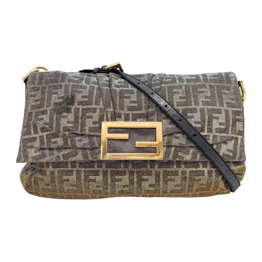 Mia Iridescent Silver and Gold Glitter Zucca Canvas Shoulder Bag