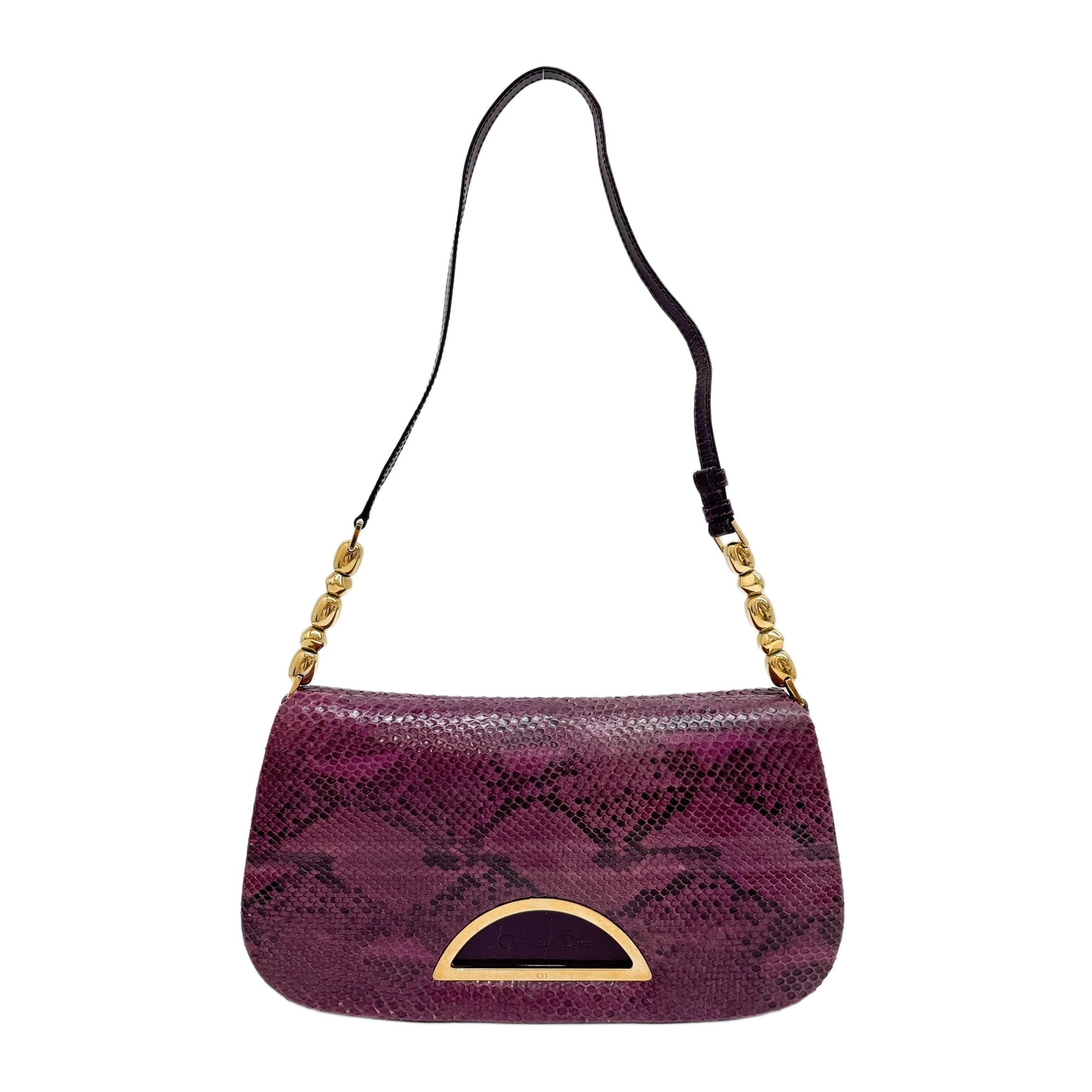 Malice Pearl Purple Python Embossed Leather Shoulder Bag