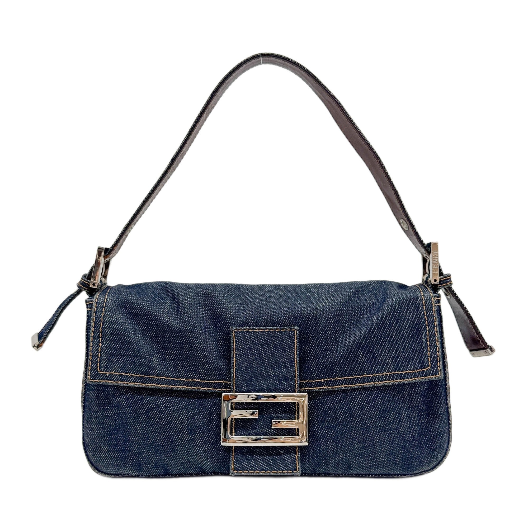 Baguette Blue Denim Shoulder Bag