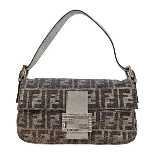 Baguette Iridescent Silver and Gold Glitter Shoulder Bag