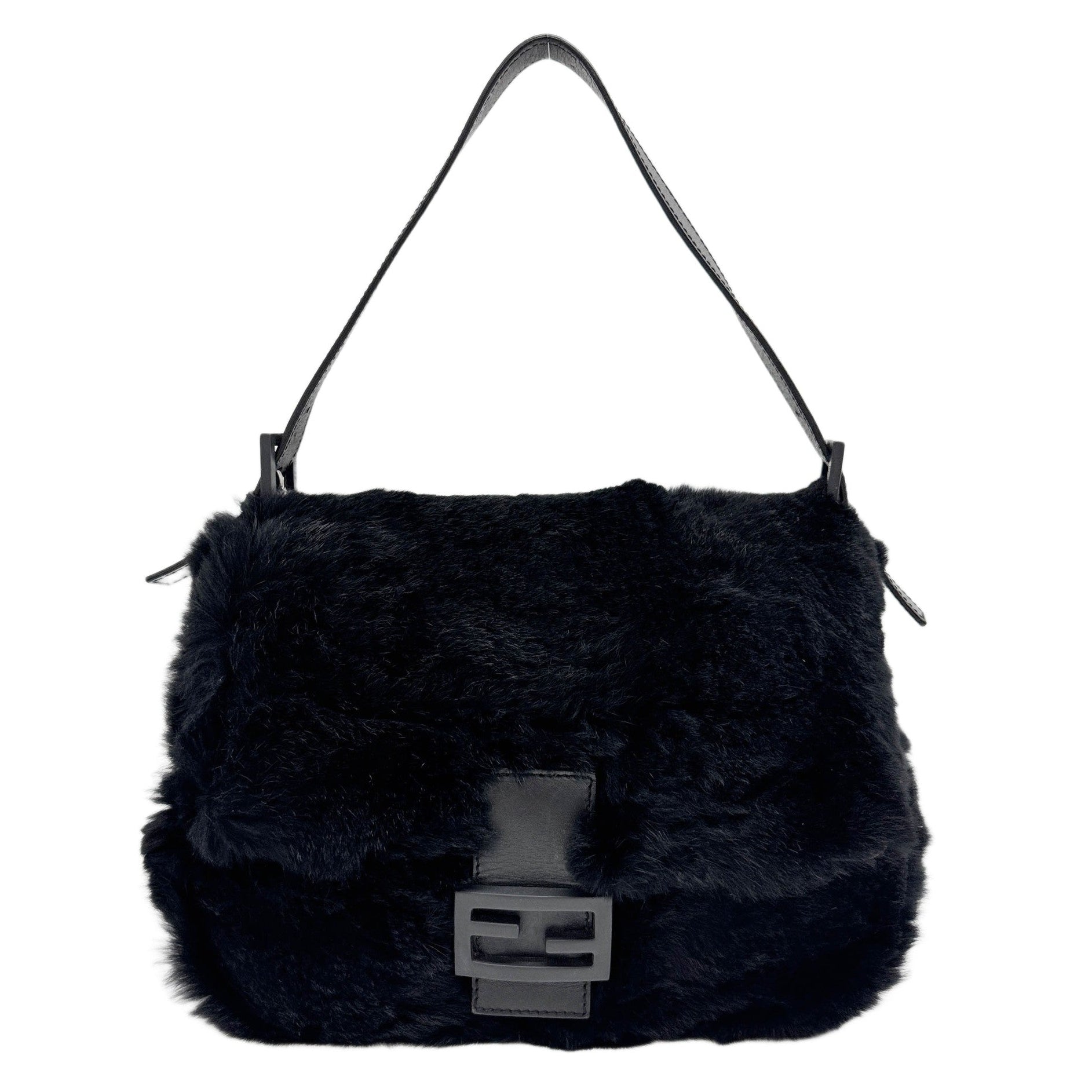 Mamma Baguette Black Fur Shoulder Bag