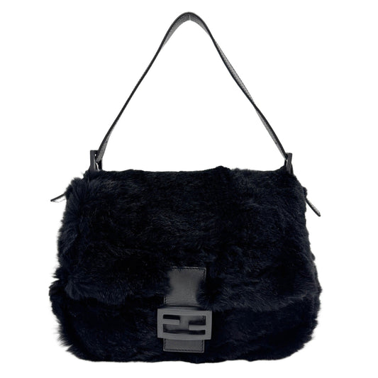 Mamma Baguette Black Fur Shoulder Bag