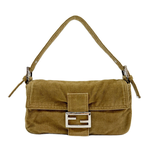 Baguette Khaki Corduroy Shoulder Bag