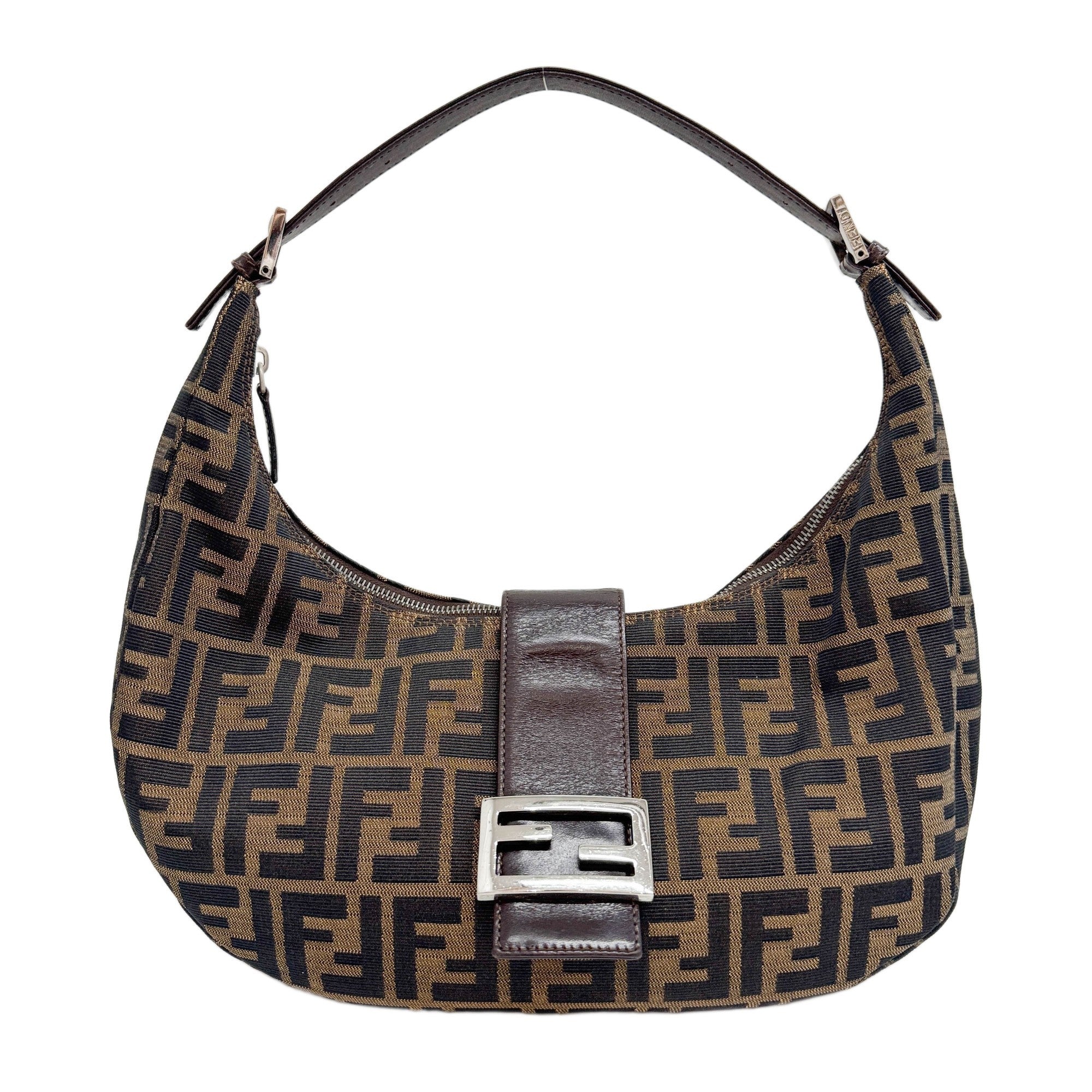 Croissant Brown Zucca Canvas Shoulder Bag
