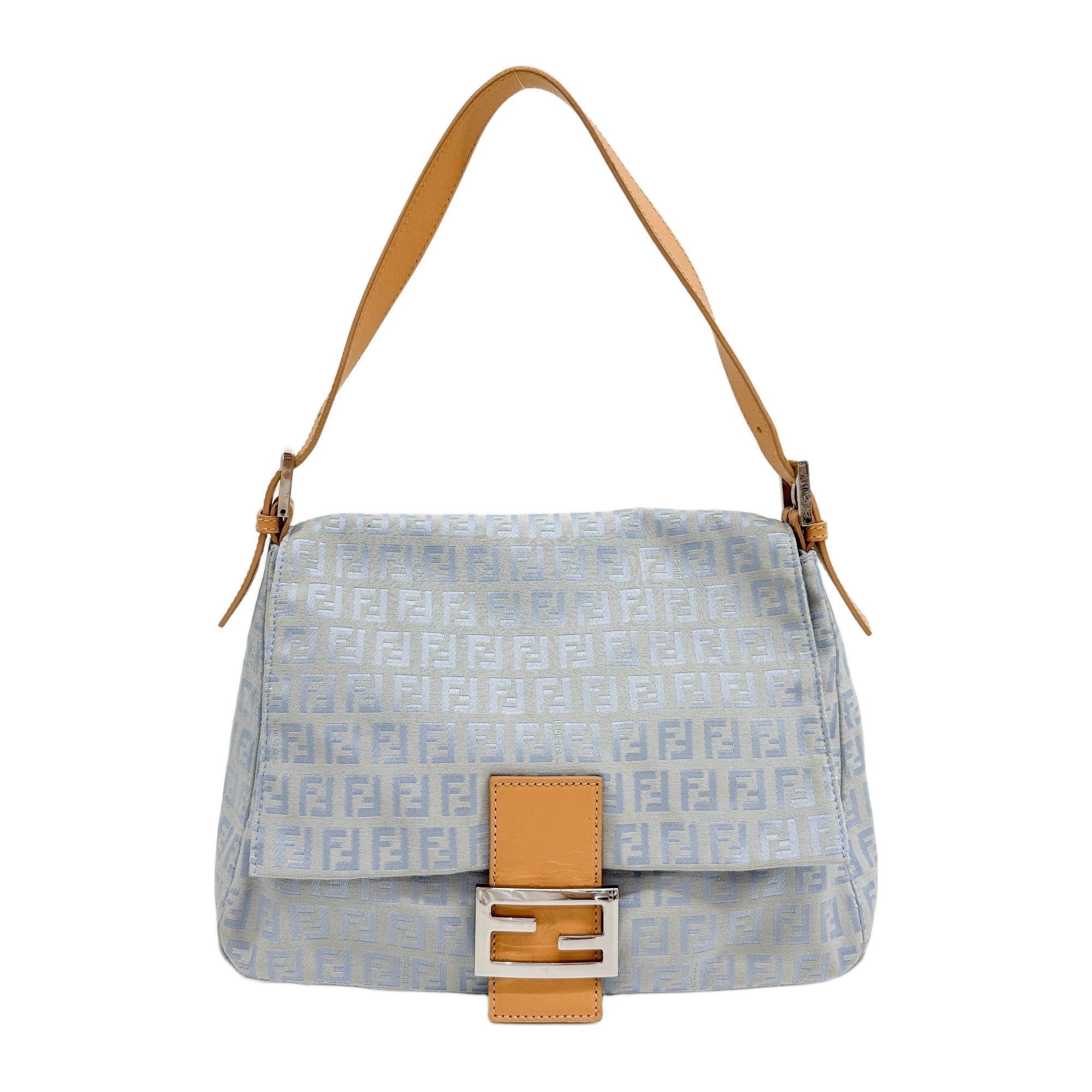 Mamma Baguette Light Blue Zuchinno Canvas Shoulder Bag