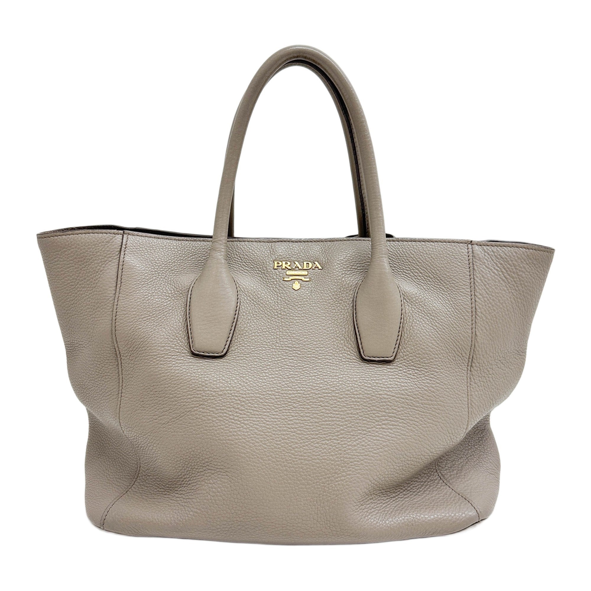 Grey Leather Tote Two Way Bag