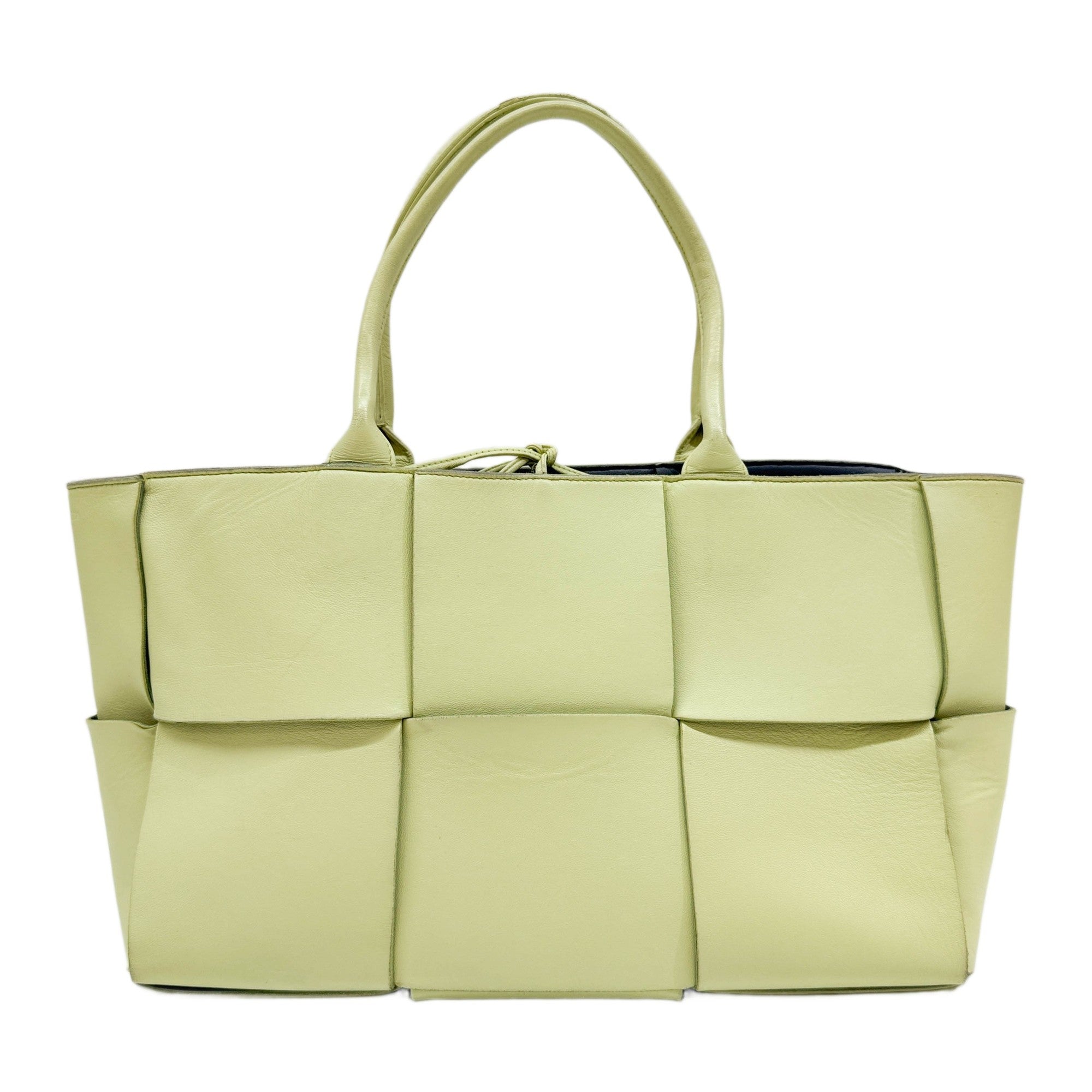 Arco Intrecciato Pale Green Leather Hand Tote Bag