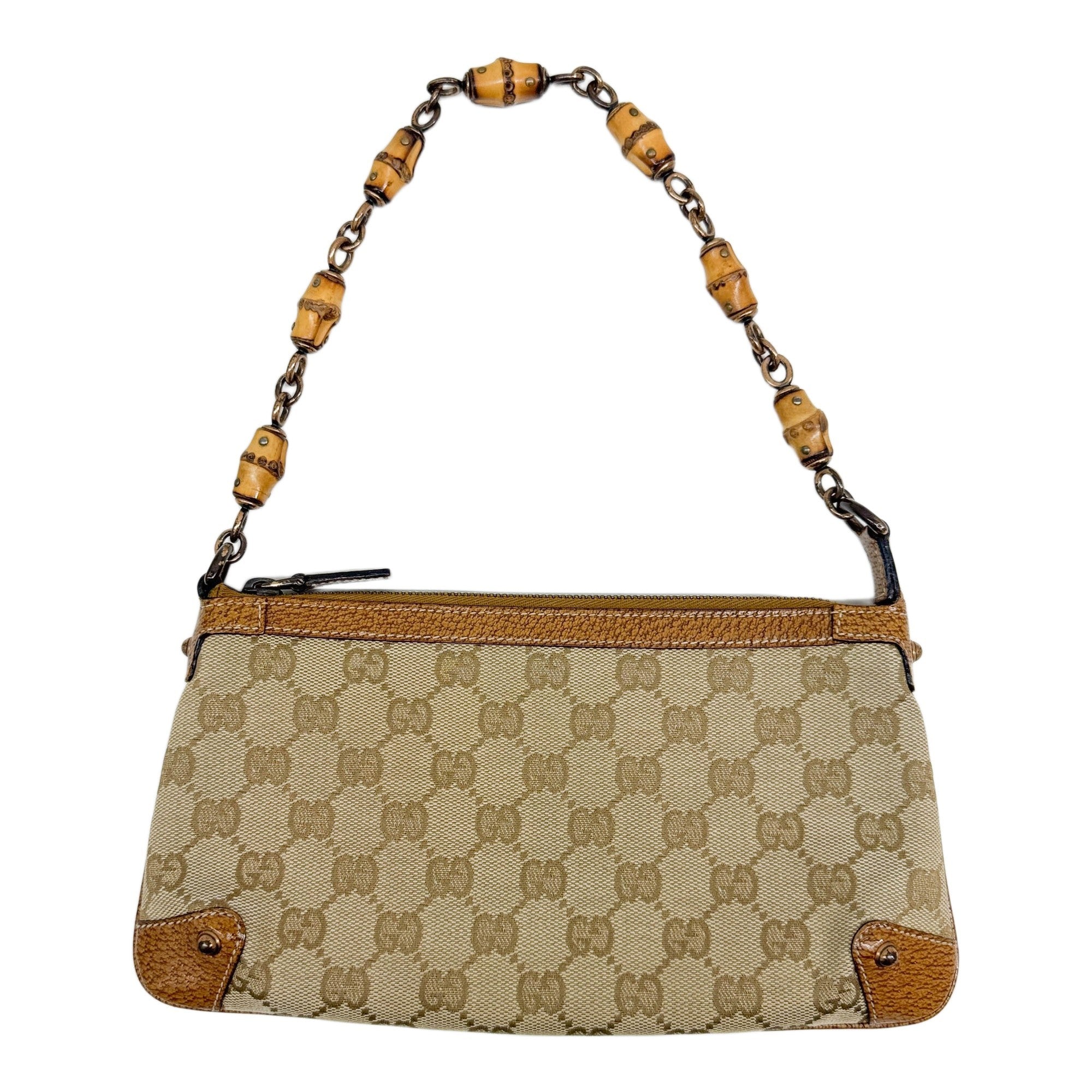 Brown GG Canvas Bamboo Strap Shoulder Bag